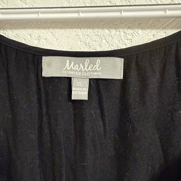 Marled Black Women Size XL Blouse Shirt Top Plus Size Long Sleeve Business - Picture 4 of 6